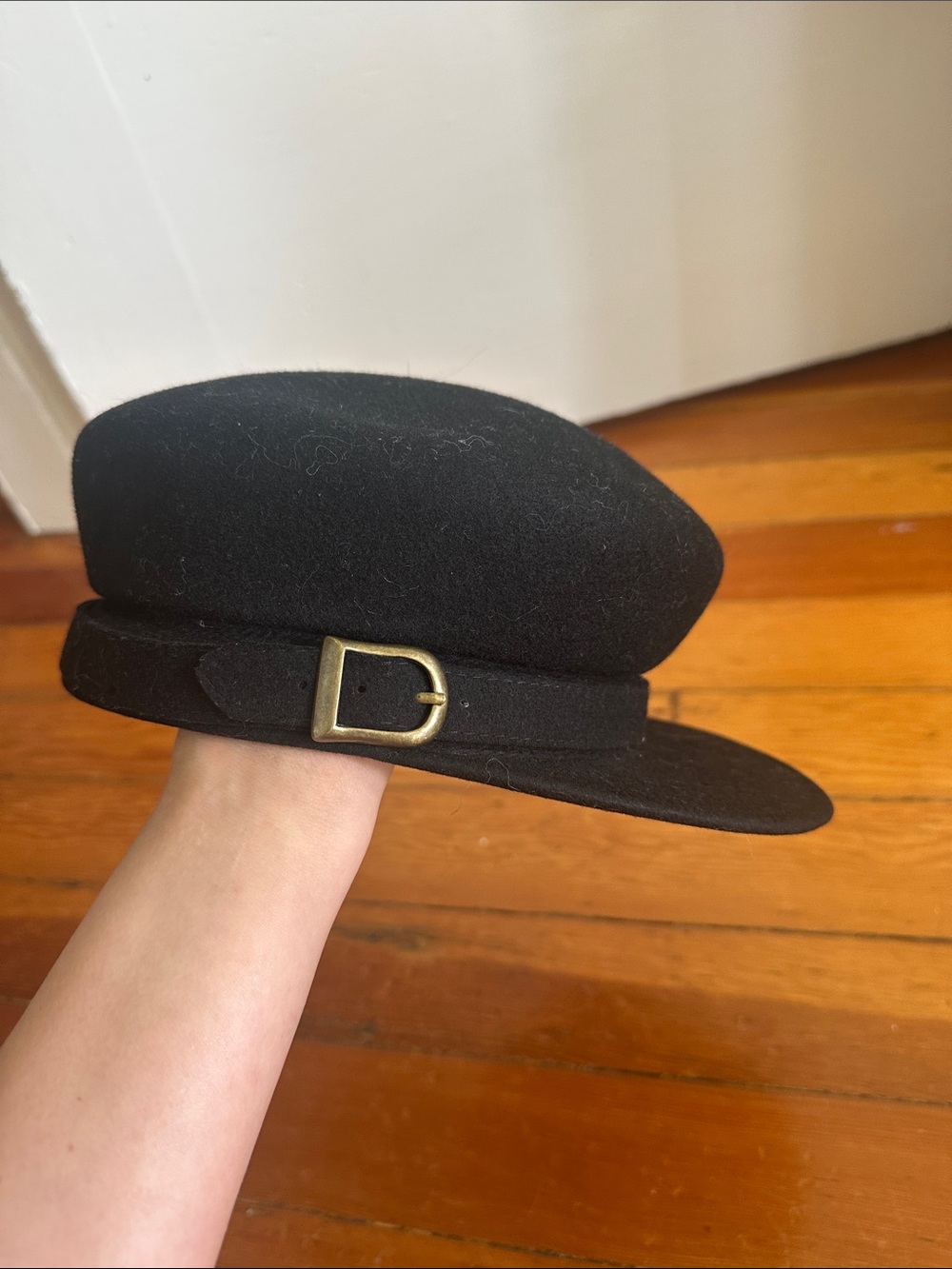 Black Wool Buckle Cap - woman Accessories